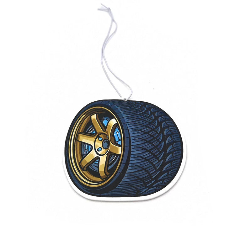 Auto Parts Design Car Air Freshener Hanging Car Rear View Solid Paper Wheel Rim Piston Car Diffuser Interior Accessories Pendant