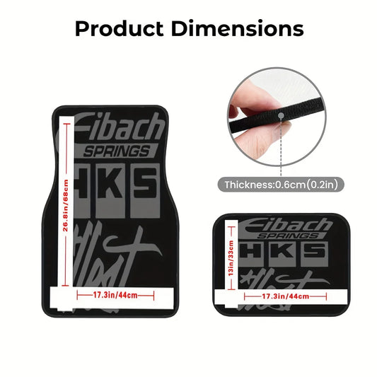 4pcs JDM Style Gray Pattern Crystal Velvet Car Floor Mats - Universal Fit For All Vehicles, Perfect Gift For Parents, Durable &