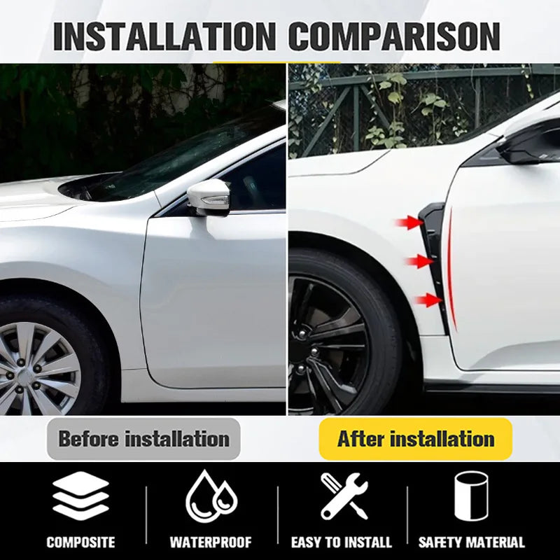 A Pair Car Side Fender Spoiler Wind Knife Side Gills Universal Air Vent Decorative Side Wing Stickers Trim Accessorie