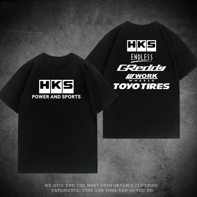 2025 Japan JDM Modified Car HKS ENDLESS Work Suit Custom Leisure Cotton T-shirt Summer Clothes Men Short Sleeves