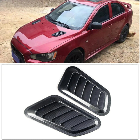 Universal Car Hood Scoop Carbon Fiber Air Intake Vent Cover 2PCS Styling Accessories Exterior Decoration for Easy Install