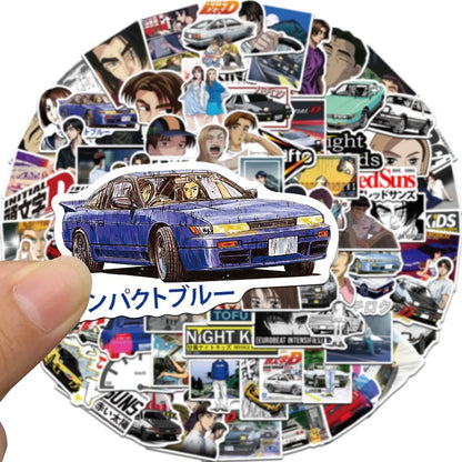 10/30/50/100pcs Anime Initial D Stickers for Car Water Bottle Laptop Phone Case Cartoon Cartoon DIY Decals Kids Sticker Packs