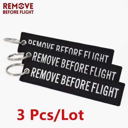 3 PCS/LOT Fashion Jewelry Keychain for Cars Customized Key Chains Purple Embroidery Key Fobs REMOVE BEFORE FLIGHT Key Chain Tag
