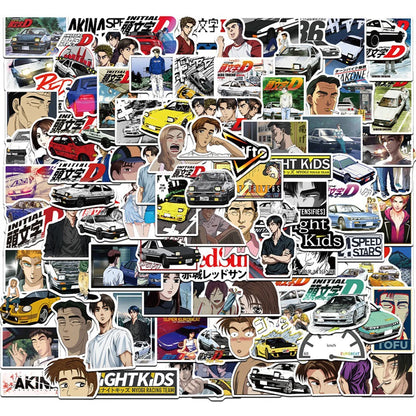 10/30/50/100pcs Anime Initial D Stickers for Car Water Bottle Laptop Phone Case Cartoon Cartoon DIY Decals Kids Sticker Packs
