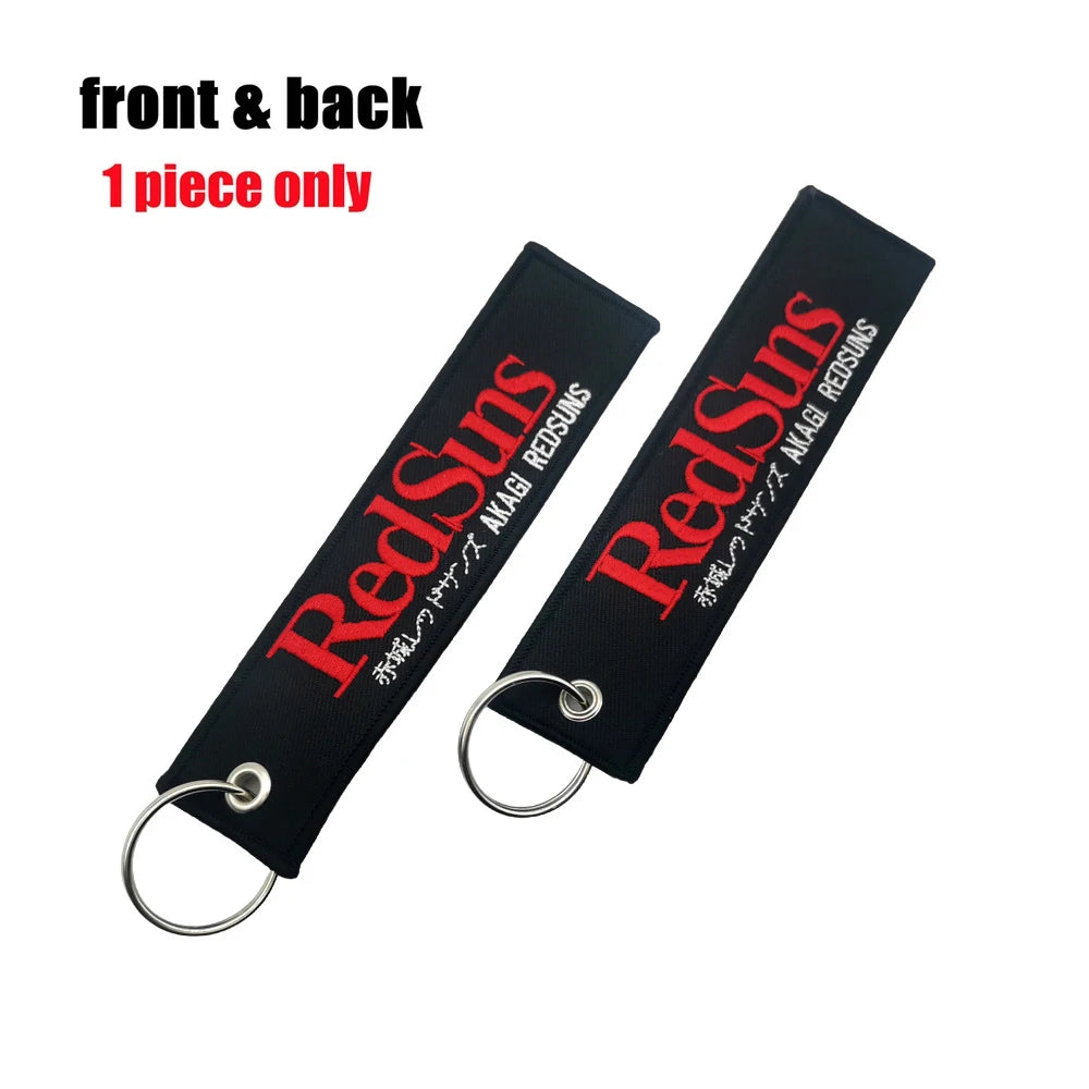 JDM Initial D Embroidery Keyring Car Keychain Key Tag Lanyard Refit Gift Red Sun Racing Team Motorcycle Key Chain Accessories