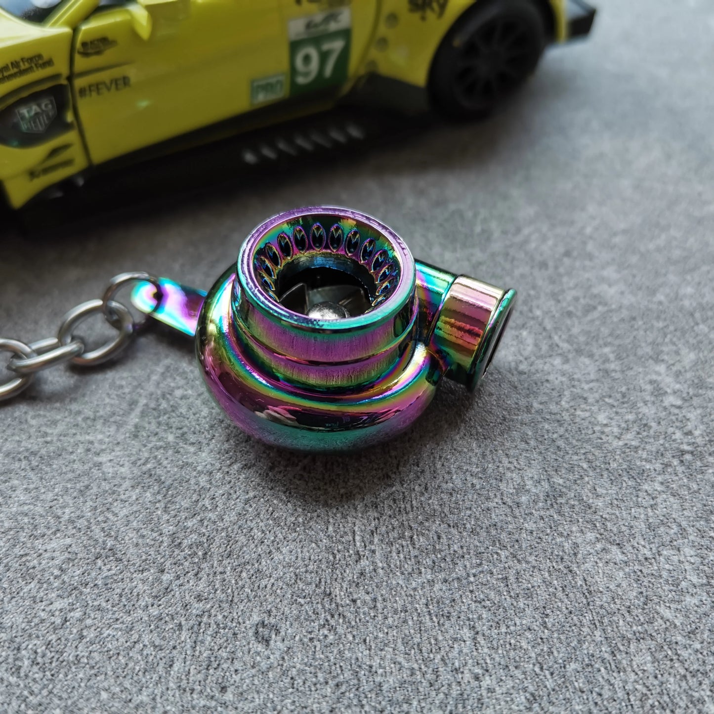 NEO Chrome Car Parts Keychain Metal Keyring Wheel Hub Nitrogen Gas Bottle Shock Absorber Key Chain Whistle Turbine Auto Interior