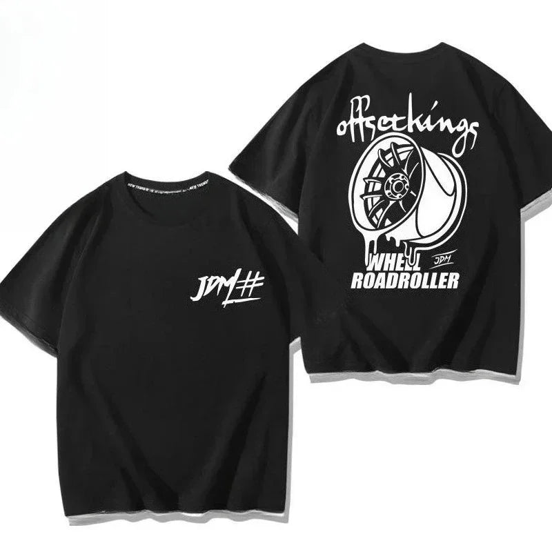 Japan RAYS Wheel Hub Modified Car Jdm Short-sleeved T-shirt Men's and Women's Pure Cotton Half-sleeved Casual Wear Top Versatile