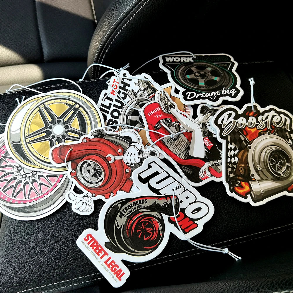 New JDM Car Air Freshener Hanging Car Rear View Solid Paper Turbo Brake Disc Wheel Sexy Girl Car Diffuser Interior Accessorie