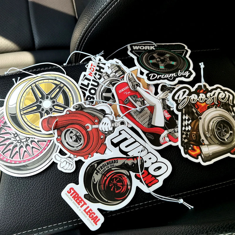 New JDM Car Air Freshener Hanging Car Rear View Solid Paper Turbo Brake Disc Wheel Sexy Girl Car Diffuser Interior Accessorie