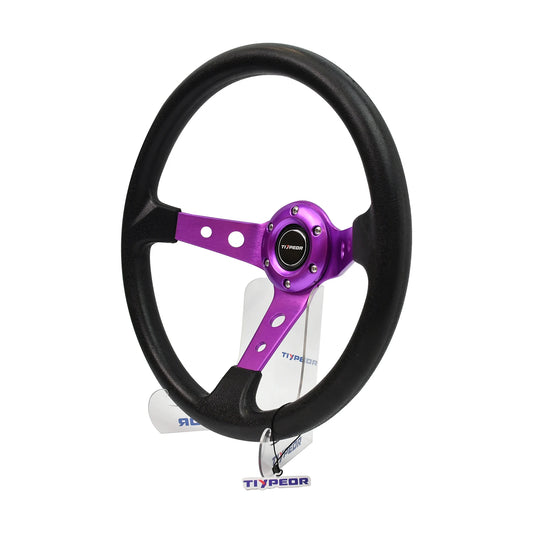 Tiypeor Universal PU Material 14inch 350mm Electroplating Bracket Steering Wheel for Car Volante