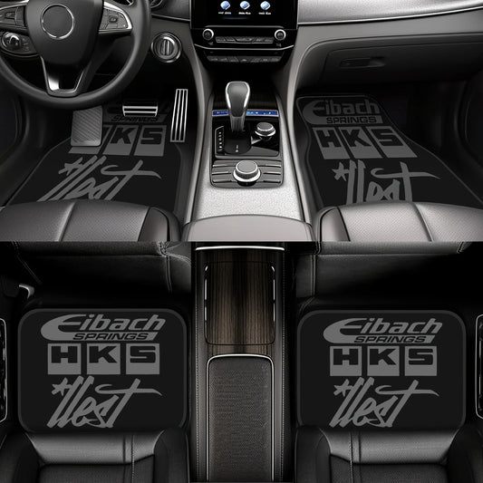 4pcs JDM Style Gray Pattern Crystal Velvet Car Floor Mats - Universal Fit For All Vehicles, Perfect Gift For Parents, Durable &