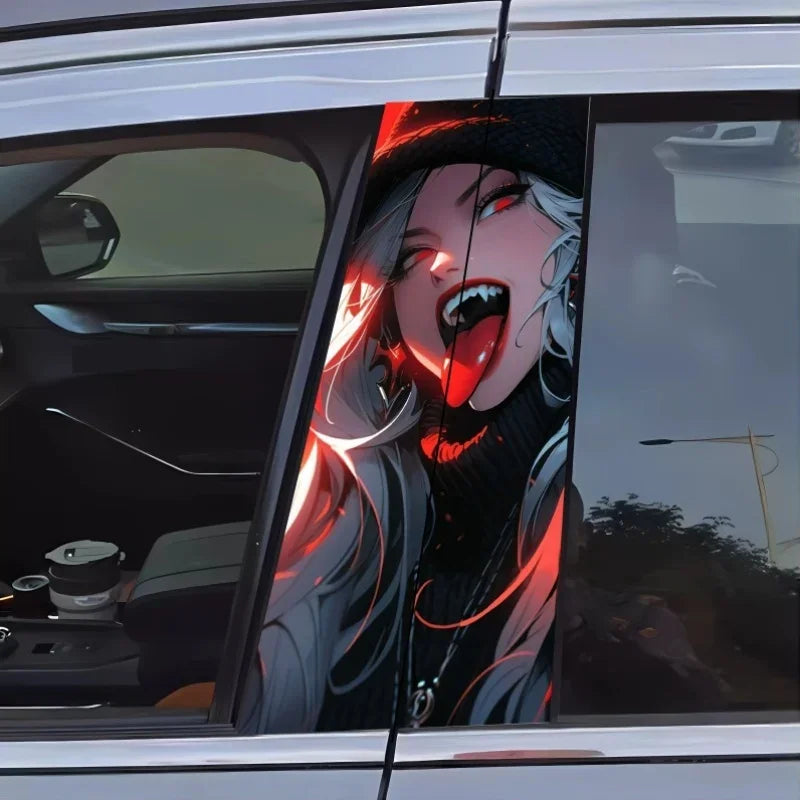 2-Pack Anime Wind Vinyl Car Stickers - Durable, Waterproof and Scratch Resistant PVC Stickers for B-pillars and more