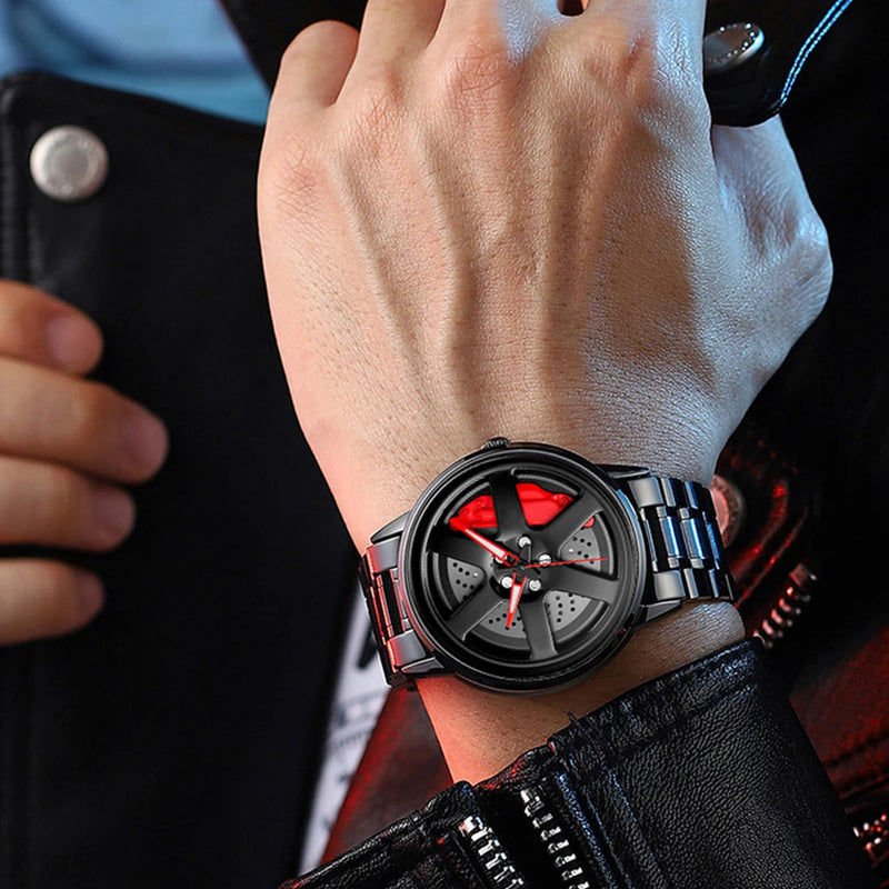 VA VA VOOM Sports Car Watch Fashionable Rotating Dial Stainless Steel Strap 3Bar Waterproof Quartz Movement Watches reloj hombre