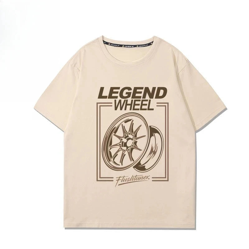 Japan RAYS Wheel Hub Modified Car Jdm Short-sleeved T-shirt Men's and Women's Pure Cotton Half-sleeved Casual Wear Top Versatile