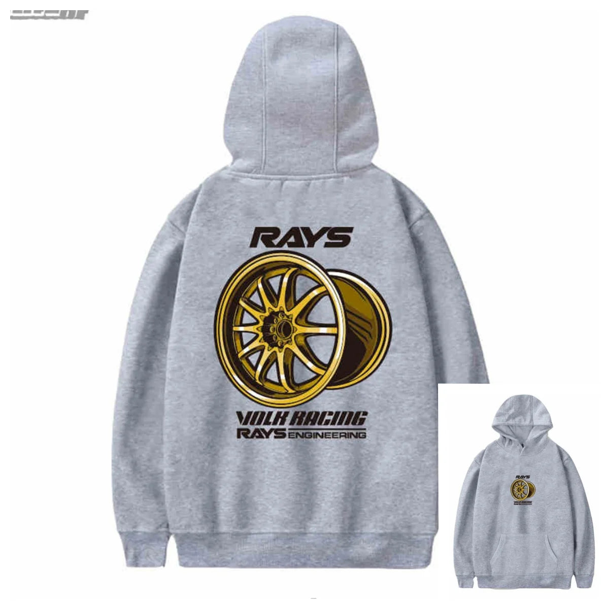 New Autumn and Winter Japan Modified Car JDM RAYS Wheel hub CE28N TE37 RE30 Hooded Sweatshirt Print Outdoor Men Women Pullover