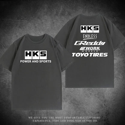 2025 Japan JDM Modified Car HKS ENDLESS Work Suit Custom Leisure Cotton T-shirt Summer Clothes Men Short Sleeves