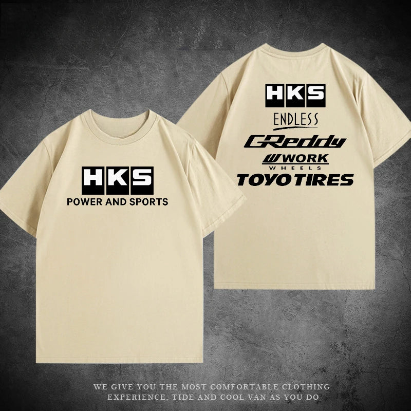 2025 Japan JDM Modified Car HKS ENDLESS Work Suit Custom Leisure Cotton T-shirt Summer Clothes Men Short Sleeves