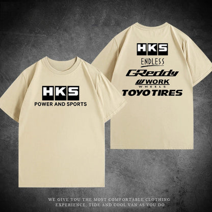 2025 Japan JDM Modified Car HKS ENDLESS Work Suit Custom Leisure Cotton T-shirt Summer Clothes Men Short Sleeves
