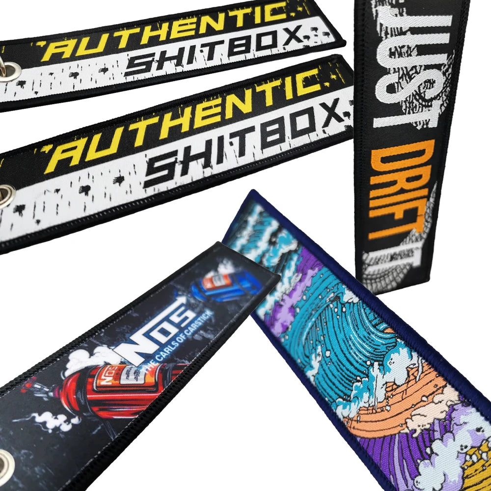 JDM Initial D Embroidery Keyring Car Keychain Key Tag Lanyard Refit Gift Red Sun Racing Team Motorcycle Key Chain Accessories