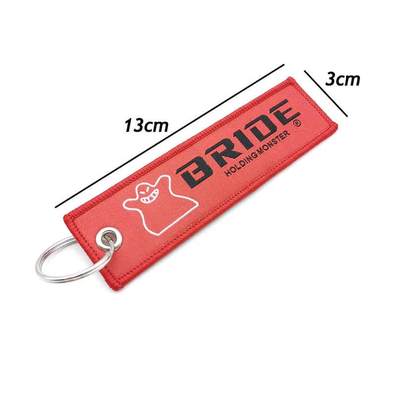 Bride car keychain pendant nylon keyring JDM style backpack embroidery key strap carabiner Buckle Auto key tag Accessori