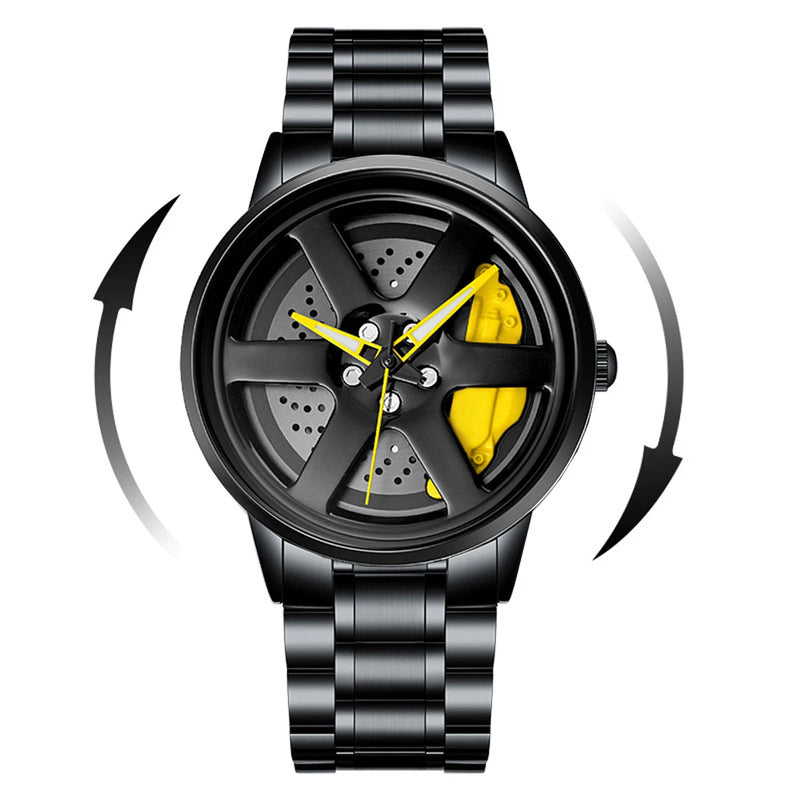 VA VA VOOM Sports Car Watch Fashionable Rotating Dial Stainless Steel Strap 3Bar Waterproof Quartz Movement Watches reloj hombre