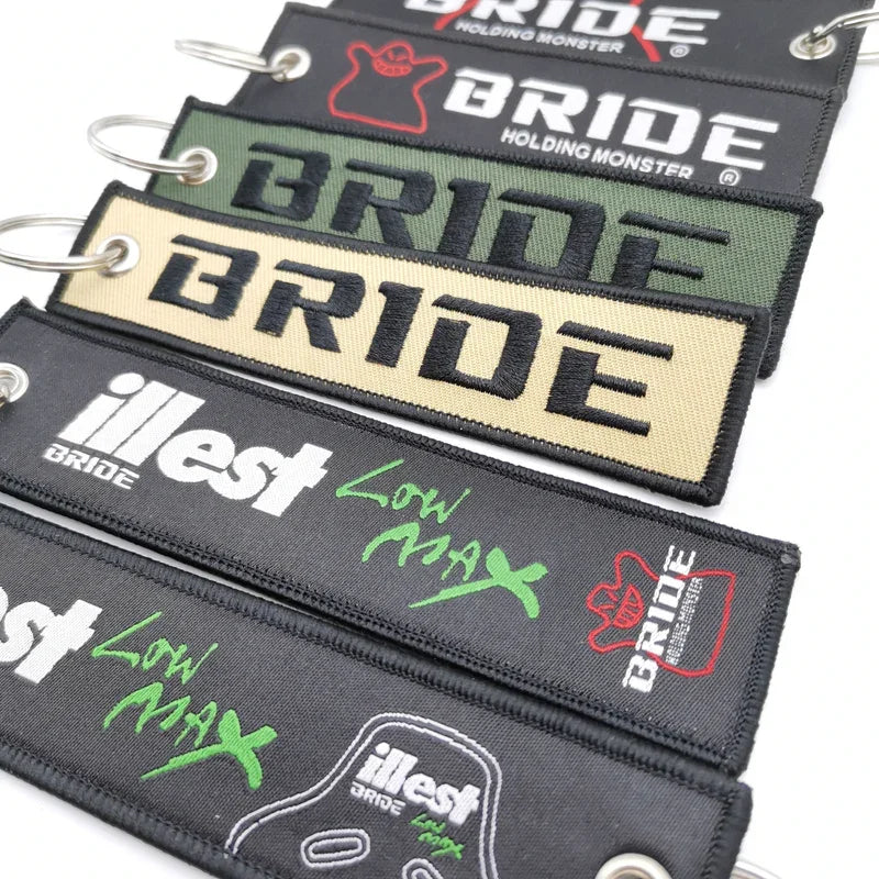 Bride car keychain pendant nylon keyring JDM style backpack embroidery key strap carabiner Buckle Auto key tag Accessori