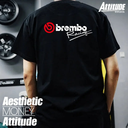 Japan JDM Brembo Brake T-shirt Breathable Sweat Absorption Short-sleeved Men's and Women's T-shirt Motorcycle T-shirt