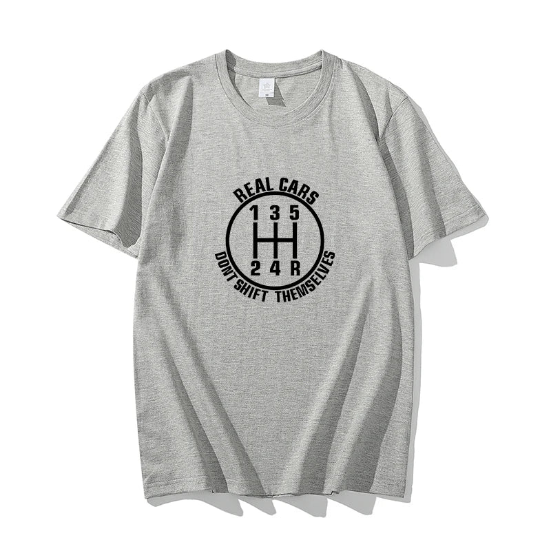 Fun Car MT Manual Gear Printing Short Sleeve Modified Rider Wave Racing Culture Shirt Cotton T-Shirt Men's Summer Motorcycle