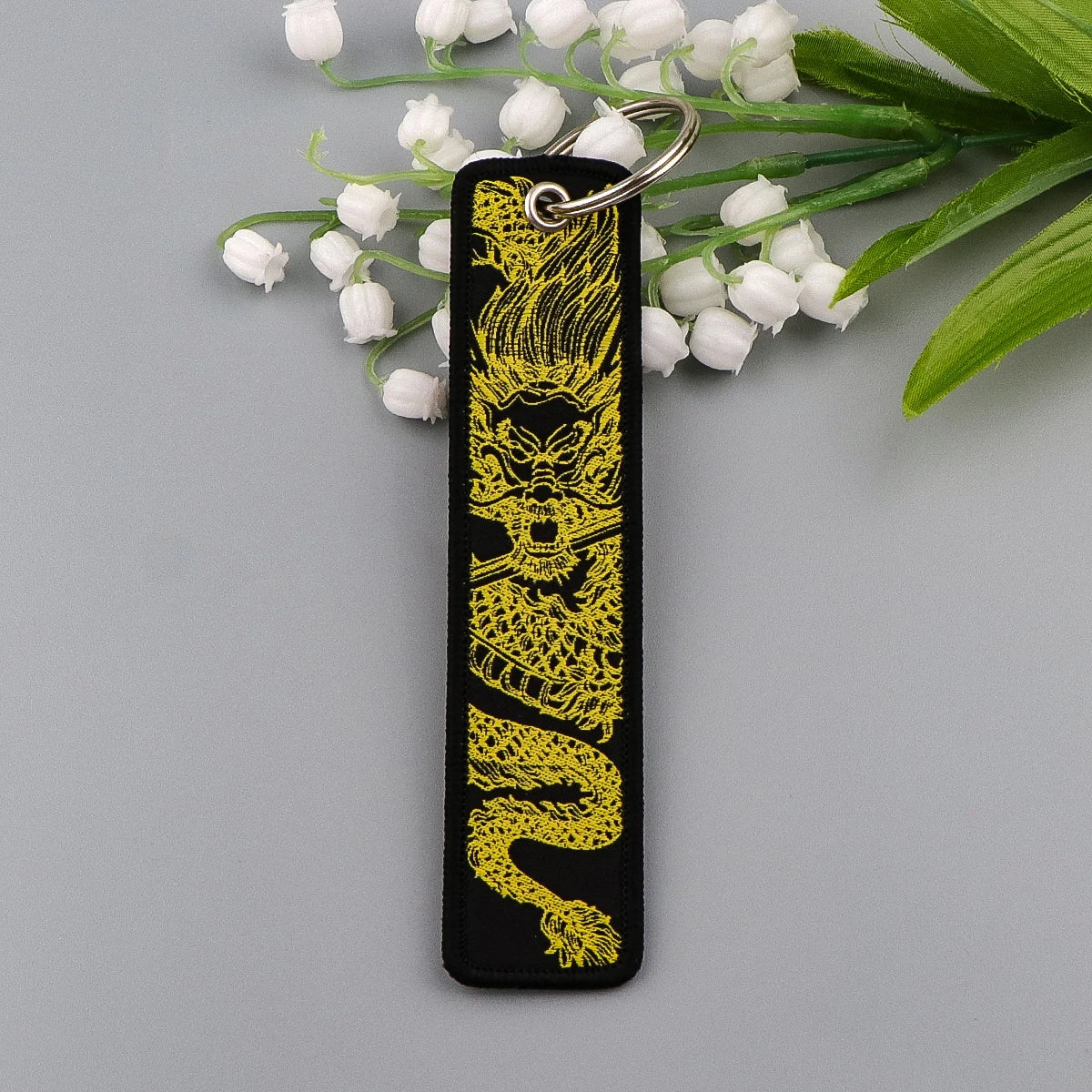 Koi Good Luck Embroidery Key Fobs Cool Dragon Key Tags Keychain For Motorcycles Cars Key Ring Accessories Chaveiro Jewelry Gift