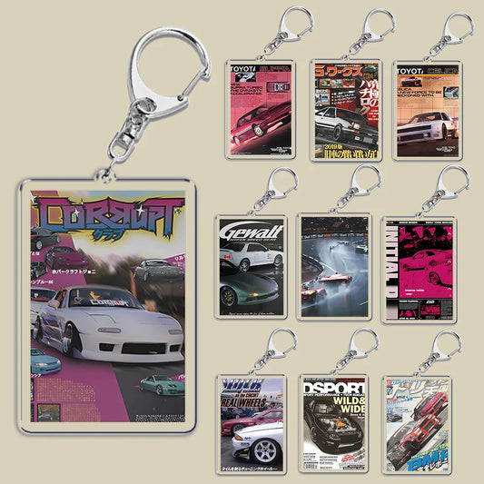 JDM Car Retrofit Racing Japanese Key Chain for Accessories Bag Pendant Keyring Chains Car Keychains Gift Creative Llaveros