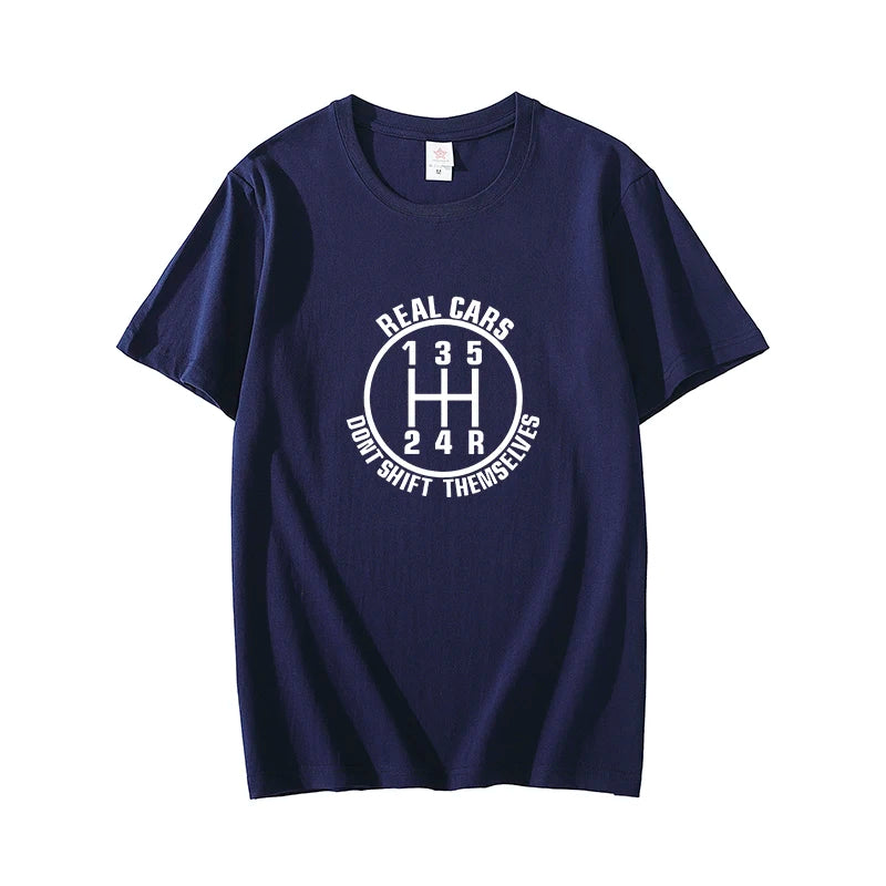 Fun Car MT Manual Gear Printing Short Sleeve Modified Rider Wave Racing Culture Shirt Cotton T-Shirt Men's Summer Motorcycle