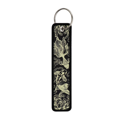 Koi Good Luck Embroidery Key Fobs Cool Dragon Key Tags Keychain For Motorcycles Cars Key Ring Accessories Chaveiro Jewelry Gift