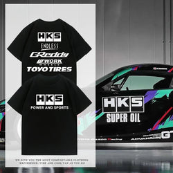 2025 Japan JDM Modified Car HKS ENDLESS Work Suit Custom Leisure Cotton T-shirt Summer Clothes Men Short Sleeves