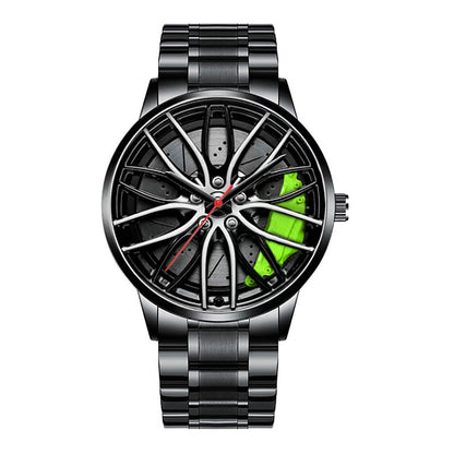 Cool And Cool Fashion Clock Stainless Steel Men's Quartz Wristwatch Dial Sport Car Rim Wheel Hub Business Luxury Wrist Watches