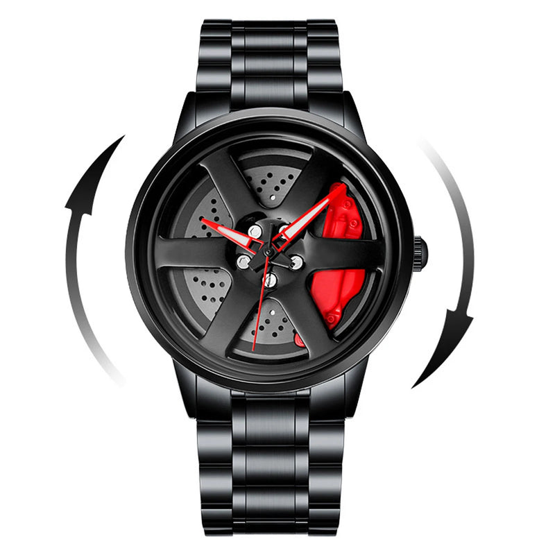 VA VA VOOM Sports Car Watch Fashionable Rotating Dial Stainless Steel Strap 3Bar Waterproof Quartz Movement Watches reloj hombre