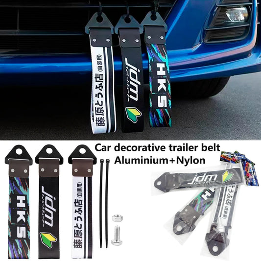Jdm Racing Car Motorcycle Pendant Tow Strap Belt Tow Rope universal Aluminium trailer rope car Front Or Rear Bumper Towing Hooks