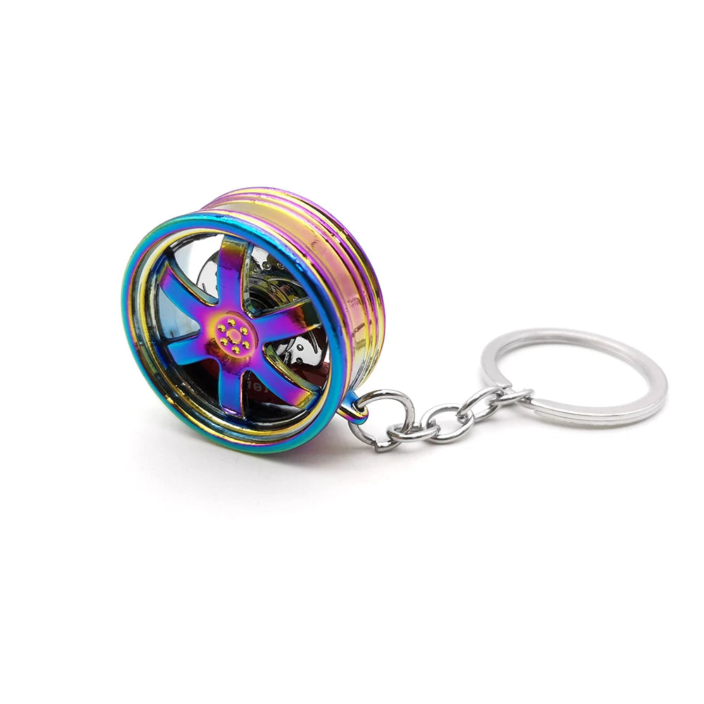 NEO Chrome Car Parts Keychain Metal Keyring Wheel Hub Nitrogen Gas Bottle Shock Absorber Key Chain Whistle Turbine Auto Interior