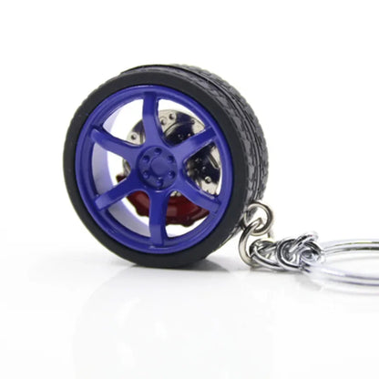 Key Chain High Quality Durable Personality Unique Creative Car Modified Calipers Brake Disc Wheel Tire Metal Tire Key Chain 1PC