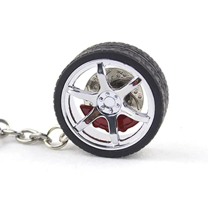 Key Chain High Quality Durable Personality Unique Creative Car Modified Calipers Brake Disc Wheel Tire Metal Tire Key Chain 1PC