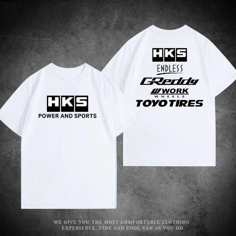 2025 Japan JDM Modified Car HKS ENDLESS Work Suit Custom Leisure Cotton T-shirt Summer Clothes Men Short Sleeves