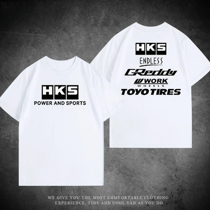 2025 Japan JDM Modified Car HKS ENDLESS Work Suit Custom Leisure Cotton T-shirt Summer Clothes Men Short Sleeves