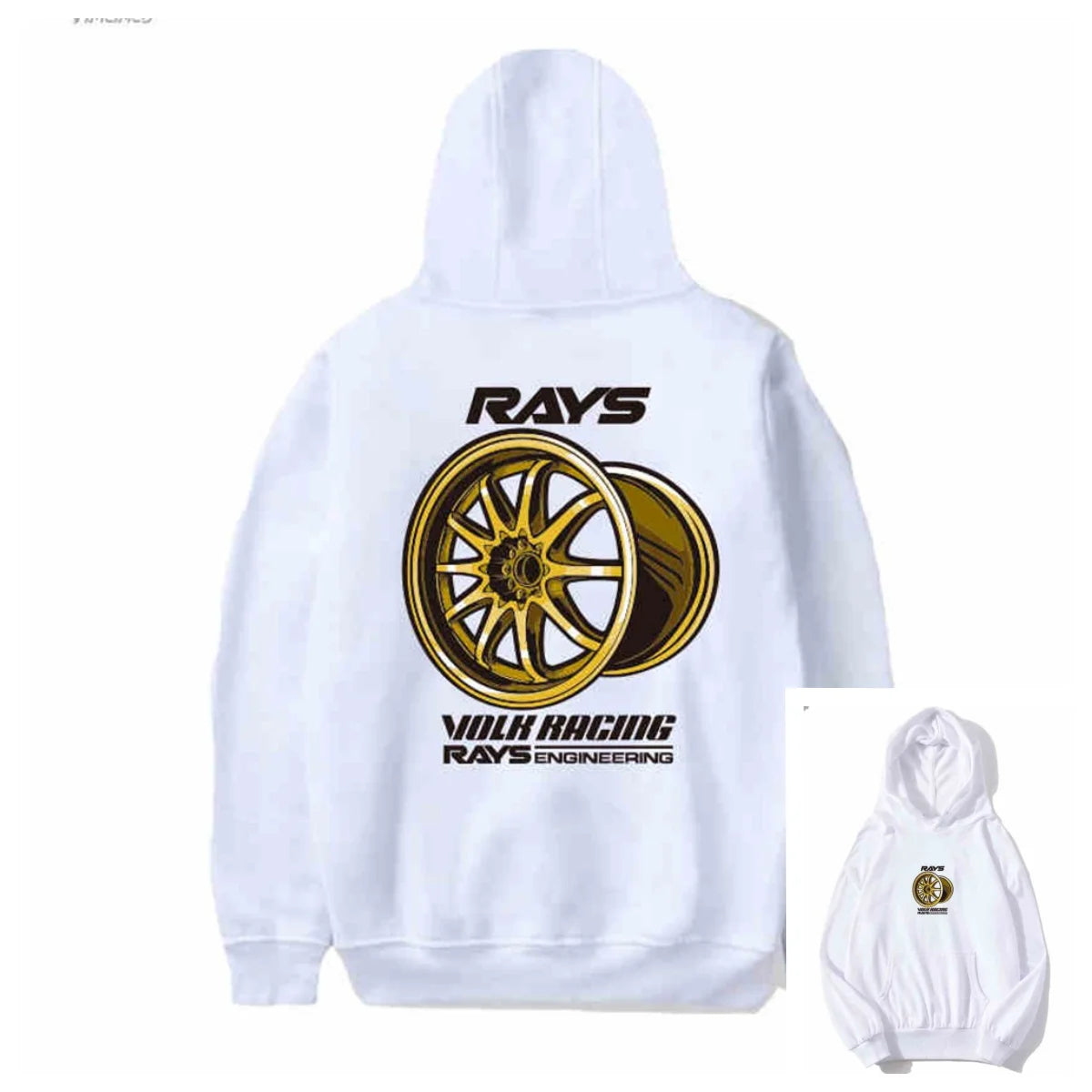 New Autumn and Winter Japan Modified Car JDM RAYS Wheel hub CE28N TE37 RE30 Hooded Sweatshirt Print Outdoor Men Women Pullover