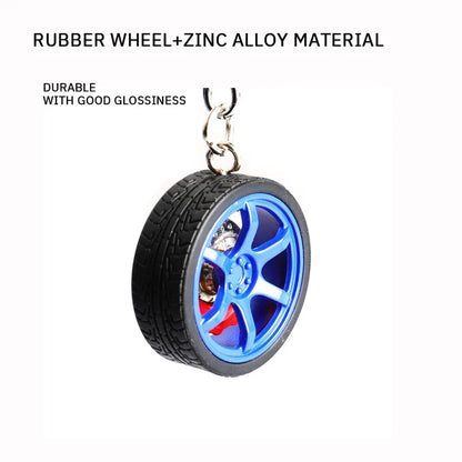 Key Chain High Quality Durable Personality Unique Creative Car Modified Calipers Brake Disc Wheel Tire Metal Tire Key Chain 1PC