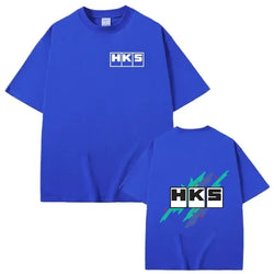 Japan JDM Modified Car HKS  New T-shirt Women Men Printed Short Sleeve Loose Casual Sweatshirt Loose Men 100% Cotton Tee