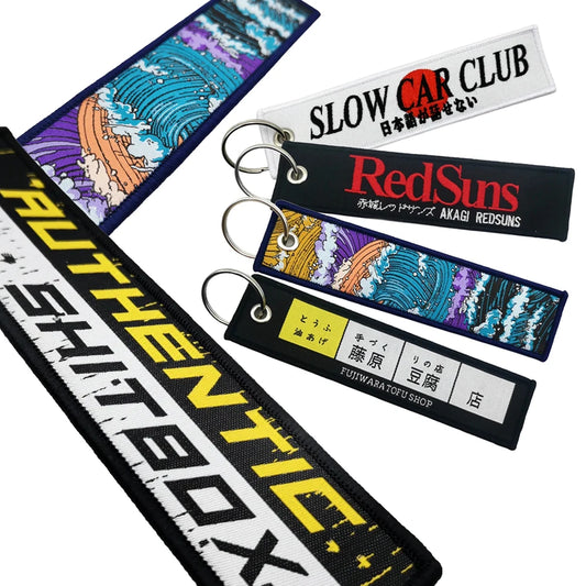 JDM Initial D Embroidery Keyring Car Keychain Key Tag Lanyard Refit Gift Red Sun Racing Team Motorcycle Key Chain Accessories