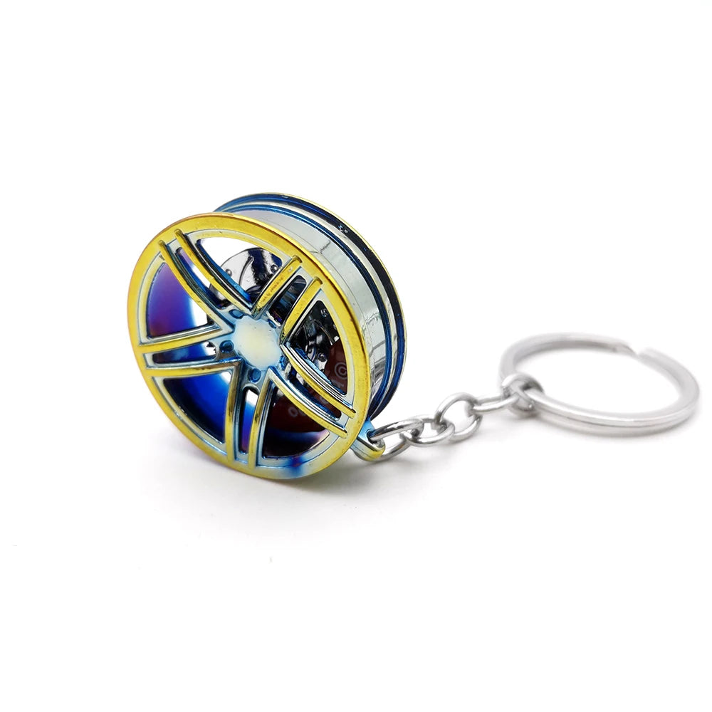NEO Chrome Car Parts Keychain Metal Keyring Wheel Hub Nitrogen Gas Bottle Shock Absorber Key Chain Whistle Turbine Auto Interior