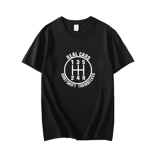 Fun Car MT Manual Gear Printing Short Sleeve Modified Rider Wave Racing Culture Shirt Cotton T-Shirt Men's Summer Motorcycle