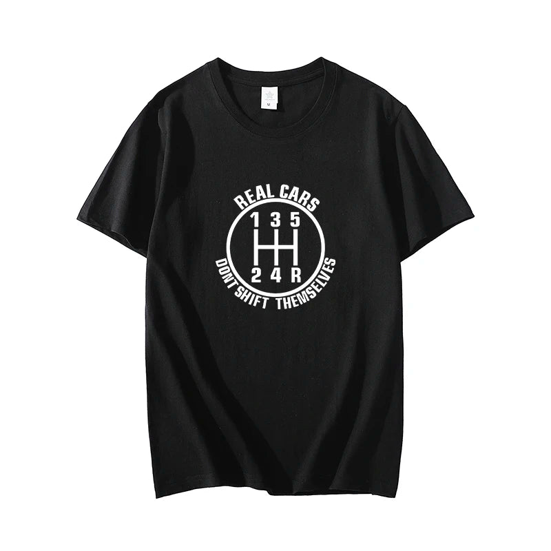 Fun Car MT Manual Gear Printing Short Sleeve Modified Rider Wave Racing Culture Shirt Cotton T-Shirt Men's Summer Motorcycle