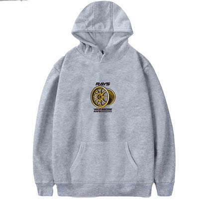 New Autumn and Winter Japan Modified Car JDM RAYS Wheel hub CE28N TE37 RE30 Hooded Sweatshirt Print Outdoor Men Women Pullover