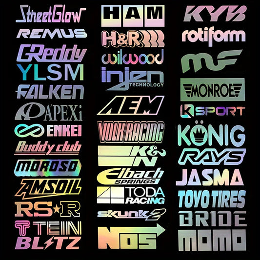 Random 12pcs Car Window Stickers Set Car Body Bumper Racing Sponsor Vinyl Decals for JDM Style